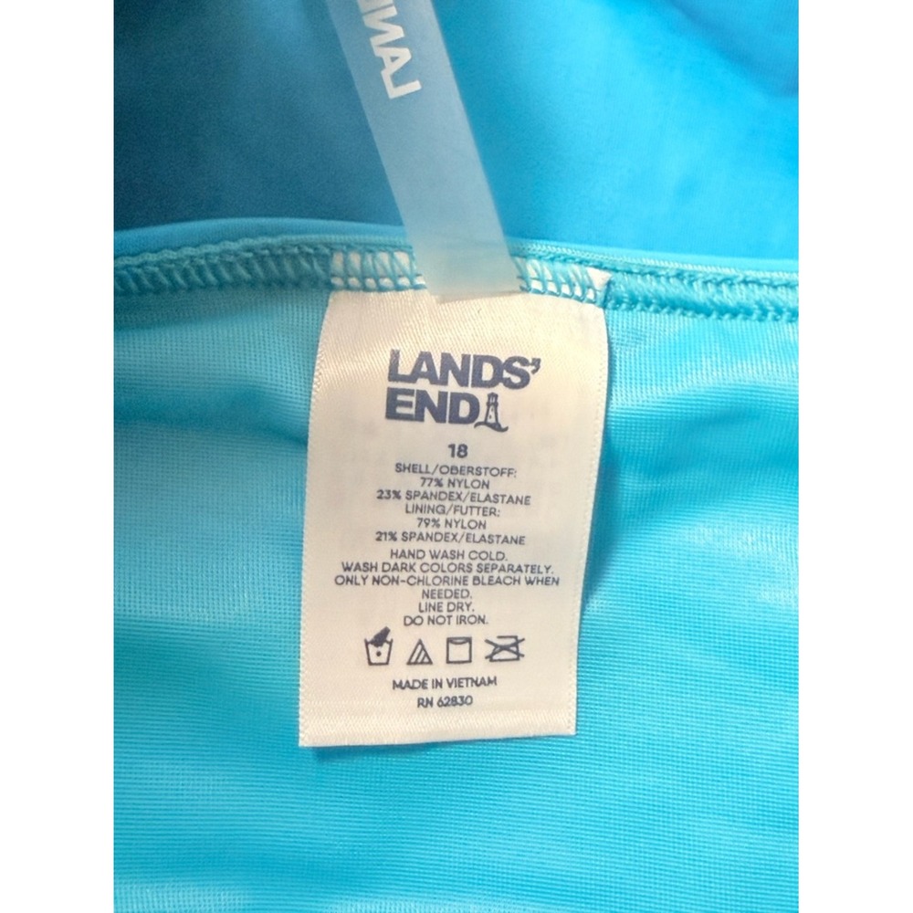 Lands End chlorine resistant tummy control Aqua Blue Swim Skort size 18 NEW - Picture 6 of 8